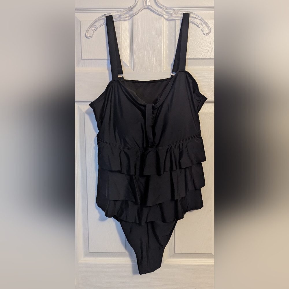 Bloomchic Solid Tiered Ruffles Ruched One-Piece S… - image 4